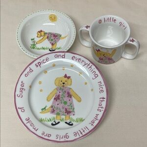 Adorable Little Girl Tableware Set - Pink and White